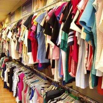 Charity Shop - clothes on a rail
