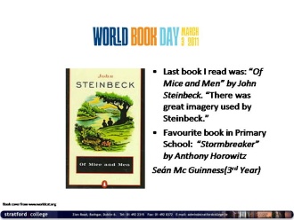 Seán Mc Guinness(3rd Year) reads! 
