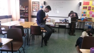 5th Year English students enact the final scene in 'King Lear' Photo: Ms. Byrne
