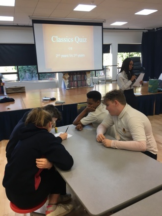 Annual 2nd Year versus 3rd Year Classics quiz Photo: Ms. Donohoe
