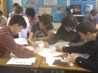 6th Year English students working out the plot of Wuthering Heights Photo: Ms. Reynolds
