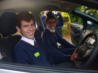 Green Schools organise an electric car to come to Stratford on the day of the Awards Ceremony. Photo: Moya McCrea 
