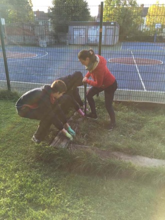 Starting work on the school biodiversity garden, October 2015 Photo: Ms. O'Sullivan
