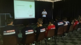 Brian Gregan, Sky Sports Living for Sports ambassador, talks to TY Photo: Ms. Finnegan
