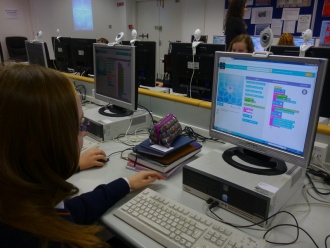 Hour of Code with Ms. O'Sullivan's 1st Year Computer Studies class. Photo: Ms. O'Kelly
