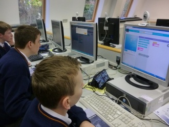 Hour of Code with Ms. O'Sullivan's 1st Year Computer Studies class. Photo: Ms. O'Kelly
