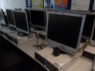 Stratford's old computer lab PCs ready for donating to Camara Photo: Ms O'Kelly

