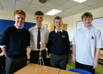 TY Maths students building both the tallest tower and their team work skills. Photo: Ms. Cronin
