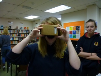 VR with Google Cardboard ... in the Library Photo: Ms. O'Kelly
