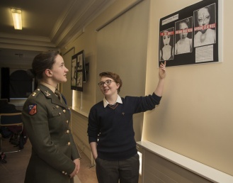 TY students exhibit their Art at Cathal Brugha Barracks to celebrate International Women's Day, 2017 Photo: Defence Forces Photographer
