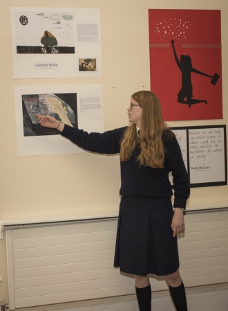 TY students exhibit their Art at Cathal Brugha Barracks to celebrate International Women's Day, 2017 Photo: Defence Forces Photographer
