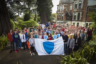 Stratford College awarded the ISPCC Anti-Bullying Shield Flag, September 2016. Photo: John Ohle 
