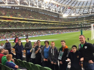 Stratford footballers at the Aviva to see Ireland versus Serbia Photo: Ms. Donohoe

