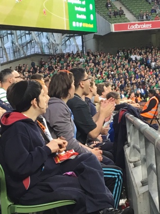 Stratford footballers at the Aviva to see Ireland versus Serbia Photo: Ms. Donohoe
