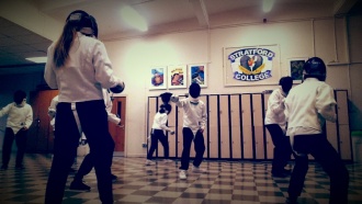 TYs learning to fence Photo: Ms. Finnegan
