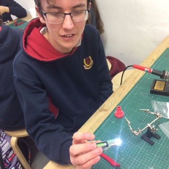 Making LED torches in MakeShop, April 2017 Photo: Ms. Finnegan
