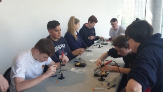 TY students make an LED Torch at a Makeshop workshop Photo: Ms Finnegan
