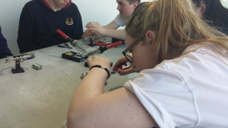 TY students make an LED Torch at a Makeshop workshop Photo: Ms Finnegan
 TY students make an LED Torch at a Makeshop workshop Photo: Ms Finnegan