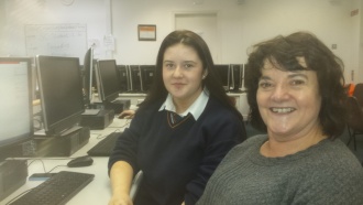 Log on to Learn with TY students and local residents Photo: Ms. Finnegan
