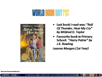 Leanna Morgan (1st Year) reads! 

