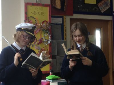 2nd Year Classics students read “The Swaggering Soldier” in class