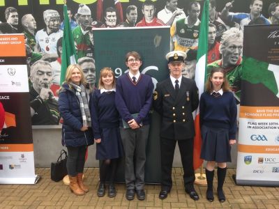 Student Council prefects accept tricolour at the National Flag Presentation Ceremony