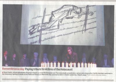 Dena Caplin (2009) featured on front page of The Irish Times, 27th January 2014