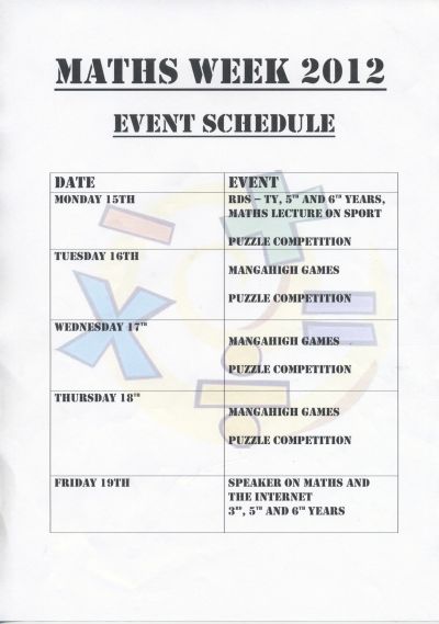 Maths Week events around school