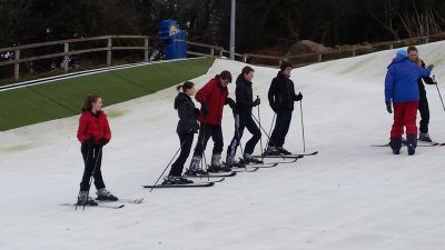 TY students learning to ski in Kilternan