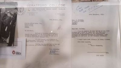Stratford College featured in Alfie Byrne memos on display in Easons