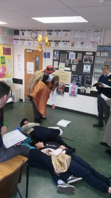 5th Year English students enact the final scene in 'King Lear' Photo: Ms. Byrne
