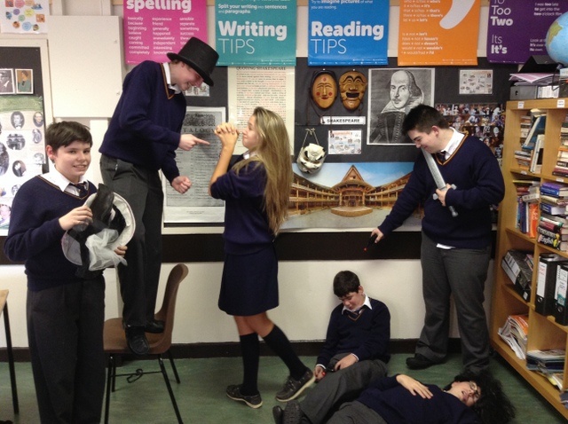 3rd Year students reenact a scene from Romeo and Juliet. Photo: Ms. Reynolds
3rd Year students reenact a scene from Romeo and Juliet. Photo: Ms. Reynolds