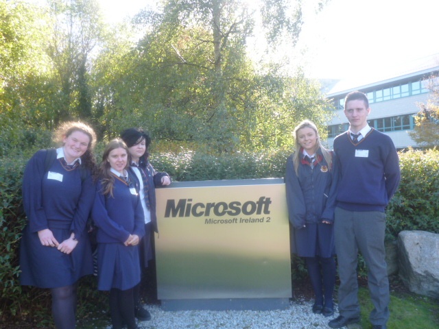 5th Year LCVP students outside the Microsoft offices in Sandyford. Photo: Mr. Desmond
