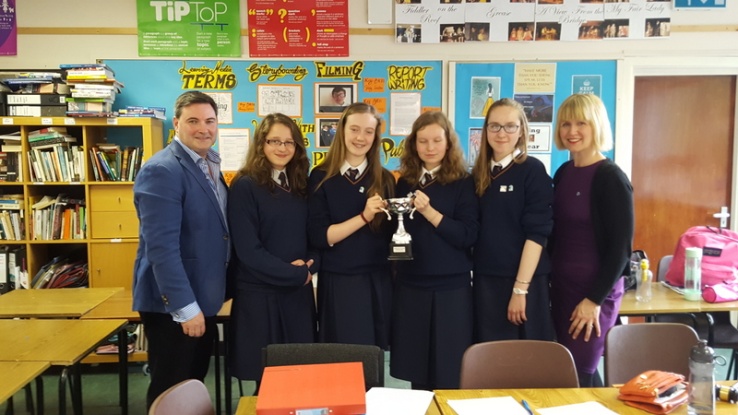 2nd Year students with past pupil Jake Walsh from ScreenScene Photo: Ms Reynolds
2nd Year students with past pupil Jake Walsh from ScreenScene Photo: Ms Reynolds
