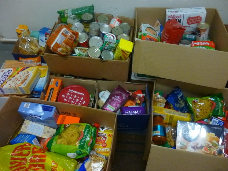 Some of the food collected by Stratford Schools for Focus Ireland. November 2015 Photo: Ms. O'Kelly
