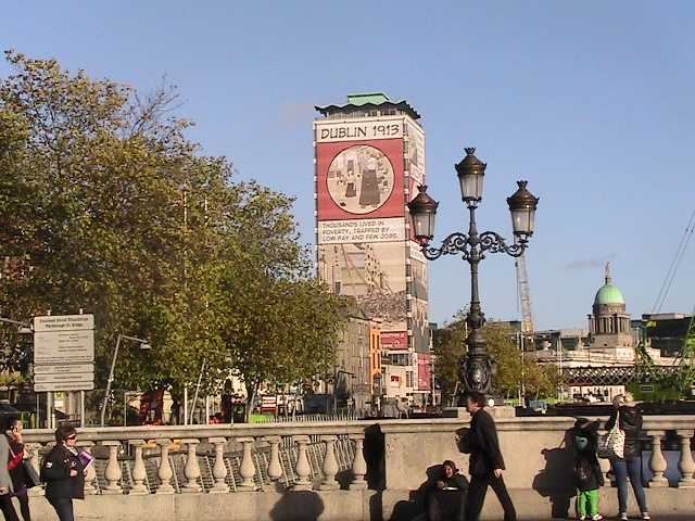Liberty Hall with 1913 Lockout "cartoons". Photo: Ms. O'Kelly
Liberty Hall with 1913 Lockout "cartoons". Photo: Ms. O'Kelly