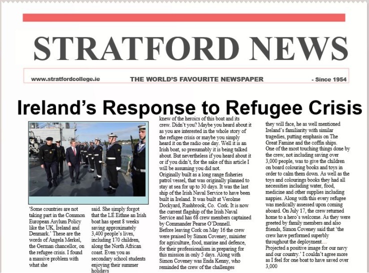 Ireland's Response to the Refugee Crisis Image: screenshot of "Stratford News"
Ireland's Response to the Refugee Crisis Image: screenshot of "Stratford News"