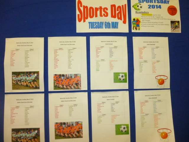 Sports Day 2014 arrangements by Ms. Finnegan Photo by: Ms. O'Kelly
