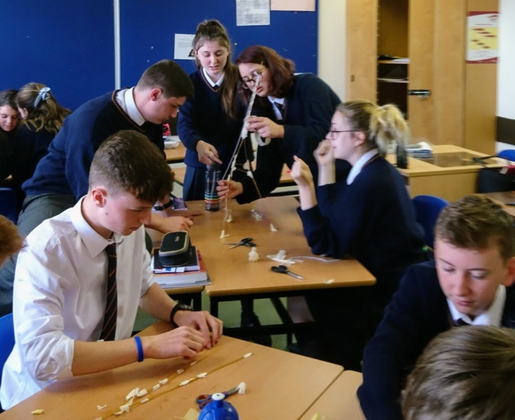 TY Maths students building both the tallest tower and their team work skills. Photo: Ms. Cronin
