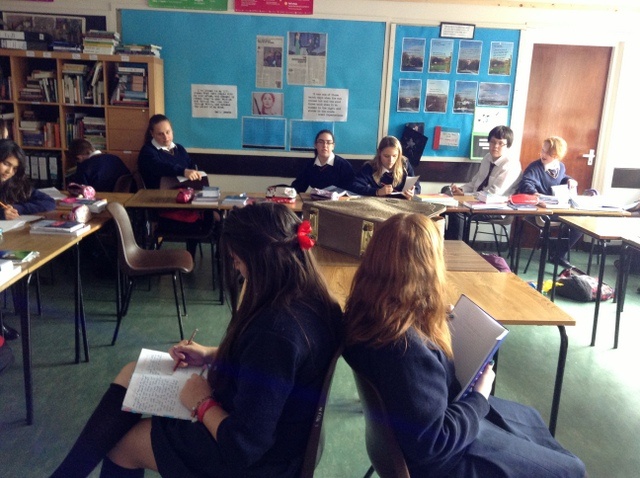 Students using the 'Back to Back' technique for creative writing. Photo: Ms. Reynolds
