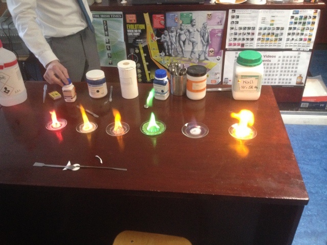 Array of burning salts Photo by: Carmel Grey
