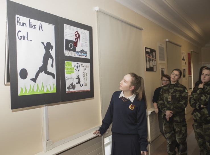 TY students exhibit their Art at Cathal Brugha Barracks to celebrate International Women's Day, 2017 Photo: Defence Forces Photographer
TY students exhibit their Art at Cathal Brugha Barracks to celebrate International Women's Day, 2017 Photo: Defence Forces Photographer