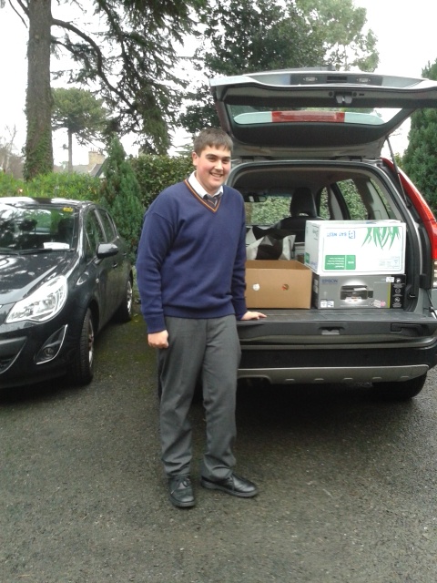 Car loaded with boxes donated by Stratford College Photo: Mrs. Walsh
