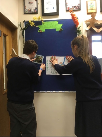 Preparing the Green Schools noticeboard Photo: O. Delargy
