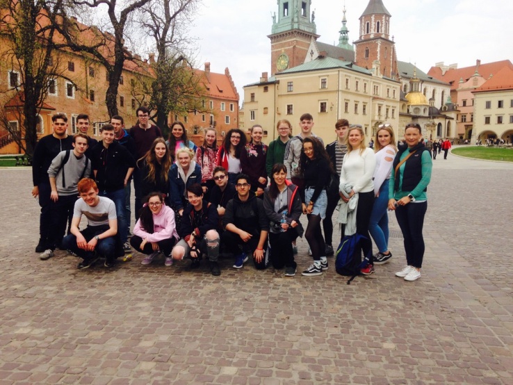 Stratford College students outside Wawel Castle in Krakow. Photo: unknown!
