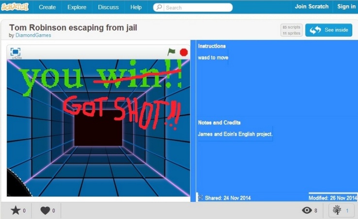 You got shot! Screenshot: Ms. O'Kelly
