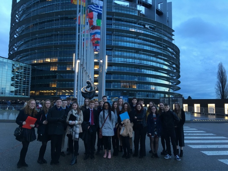 TYs and some 5th Years at the European Parliament in Strasbourg. Photo: Ms. Kenny

