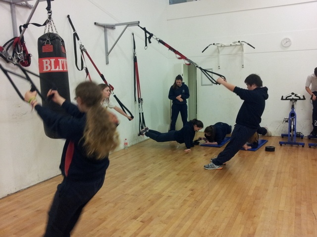 TY students doing TRX training. Photo: Ms. Finnegan
