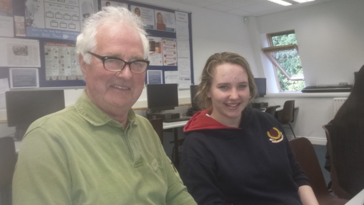 Log on to Learn with TY students and local residents Photo: Ms. Finnegan
