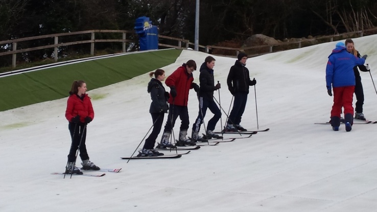 TY students learning to ski on the dry slope in Kilternan Photo: Ms. Finnegan
TY students learning to ski on the dry slope in Kilternan Photo: Ms. Finnegan
